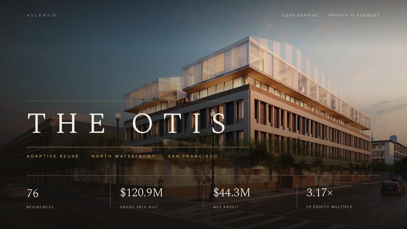 Title page of the investment presentation prepared for the North Waterfront adaptive reuse offering.